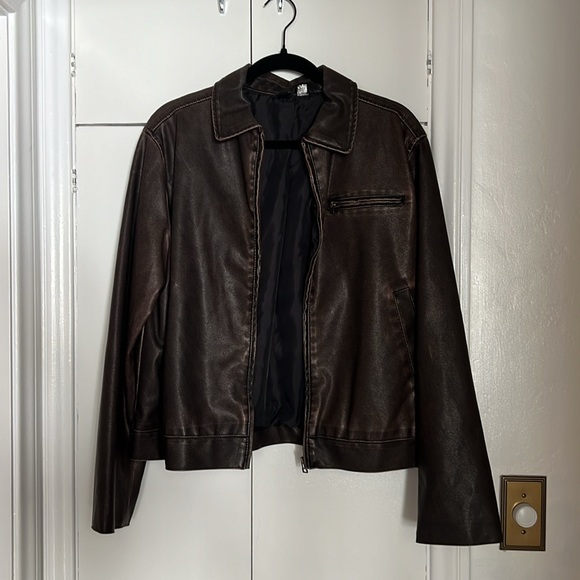H&M Dark Brown Coated Faux Leather Jacket - Picture 5 of 5